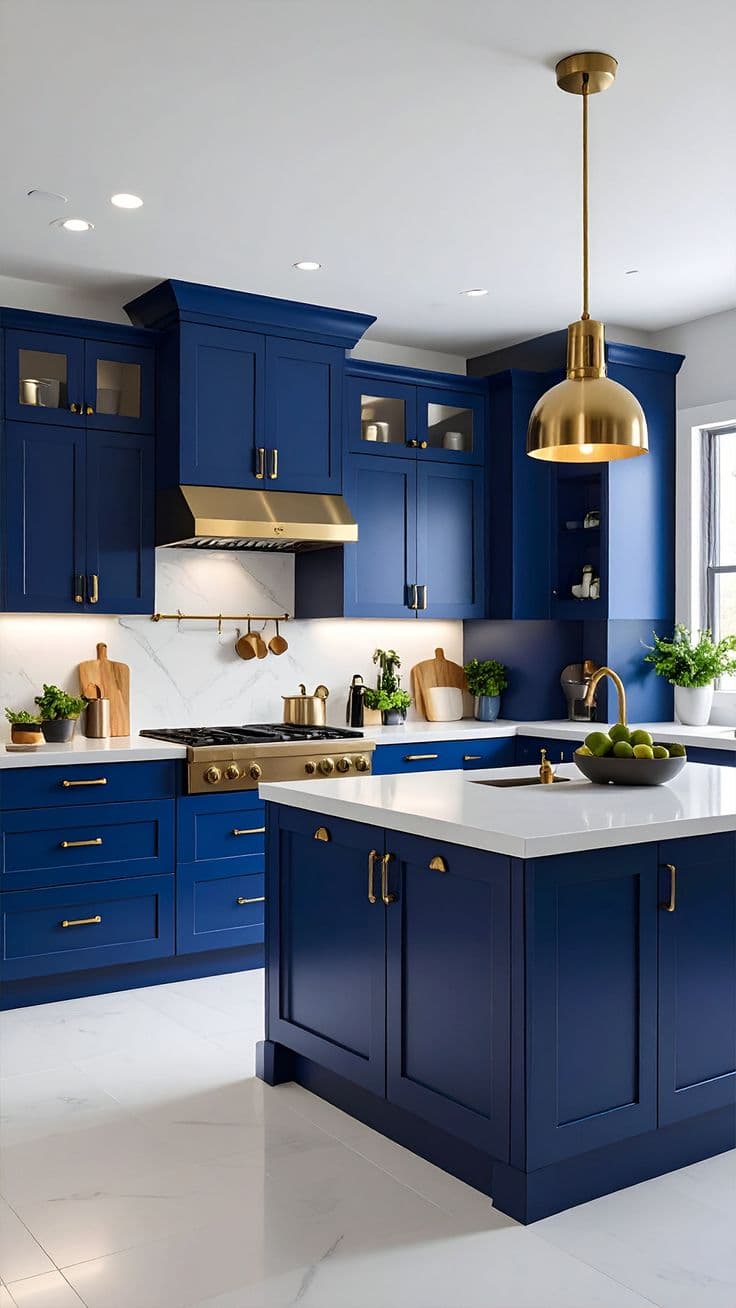Bold blue kitchen cabinet ideas for small spaces