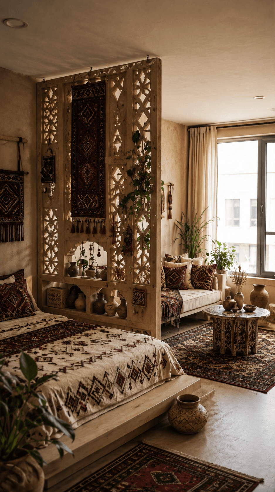 Curated interior mood board with elegant decorative layers