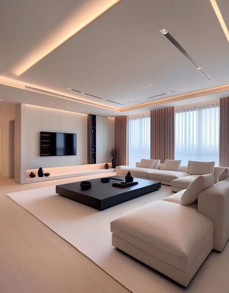 Moody bedroom corner with ambient lighting
