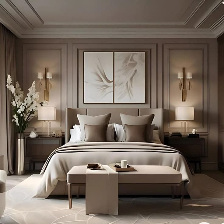 Pre-cut wall moulding panels for an easy bedroom accent wall