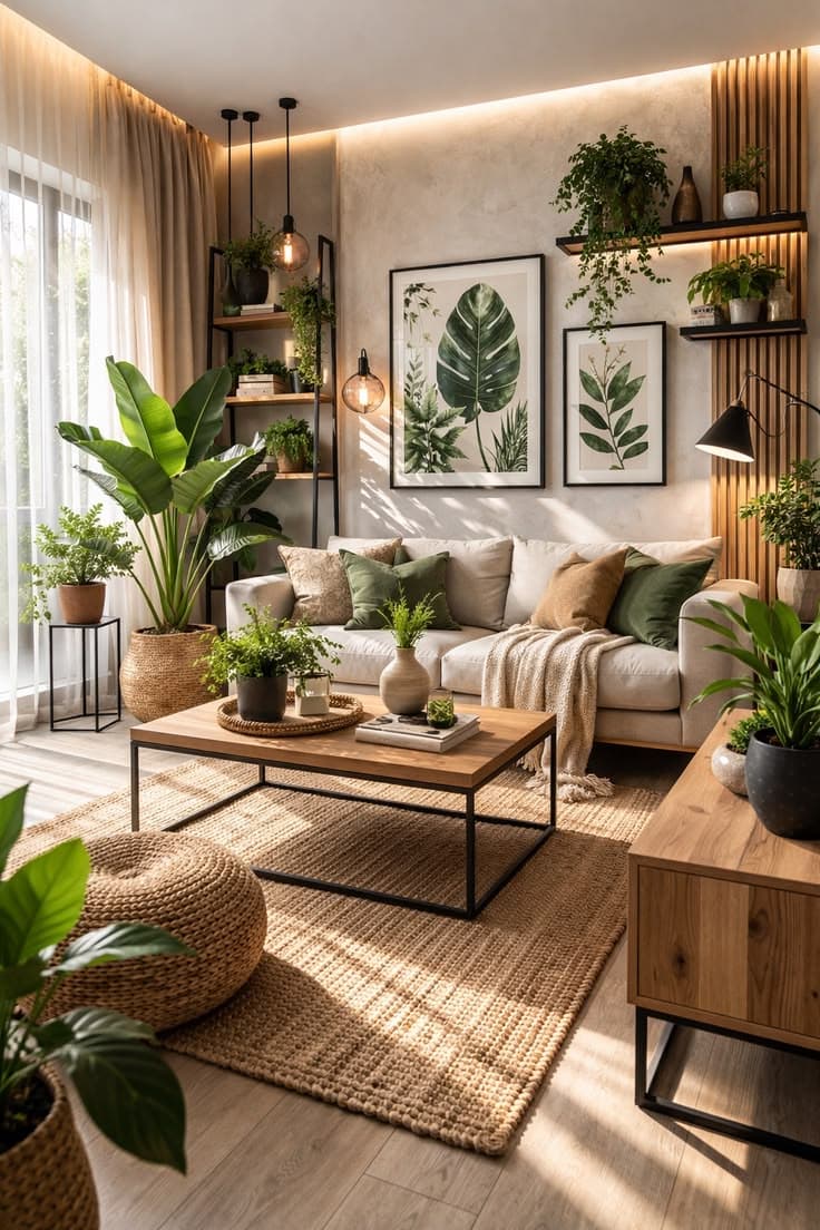Curated wall decor display with vintage and modern pieces